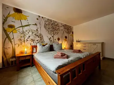Ein Bett oder Betten in einem Zimmer der Unterkunft Ferienhaus Brockenpfad