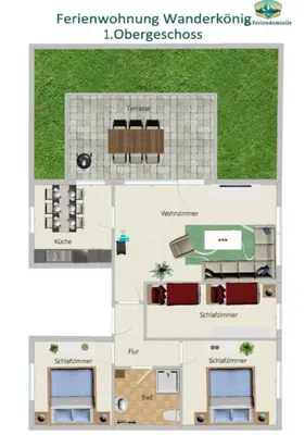 Grundriss der Unterkunft Ferienwohnung Wanderkönig mit Terrasse