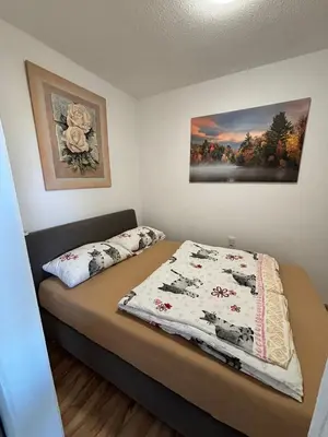 Ein Bett oder Betten in einem Zimmer der Unterkunft Ferienwohnung Franzi
