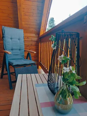Ein Balkon oder eine Terrasse in der Unterkunft Ferienhaus Birkholz Harz