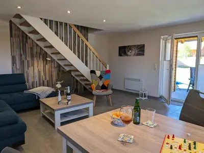 Ein Sitzbereich in der Unterkunft Premiumferienhaus Anni