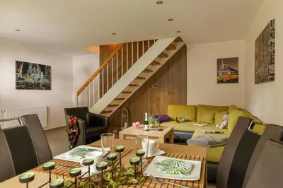 Ein Sitzbereich in der Unterkunft Ferienhaus Freya