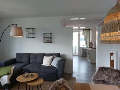 Ein Sitzbereich in der Unterkunft Ferienwohnung Schloepe god