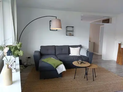 Ein Sitzbereich in der Unterkunft Ferienwohnung Schloepe god