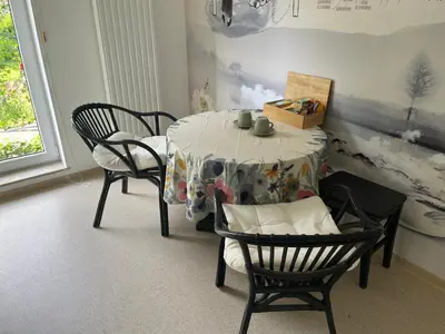 Ein Sitzbereich in der Unterkunft Ferienwohnung Schmidt