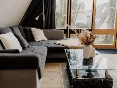 Ein Sitzbereich in der Unterkunft Holiday Home Hexenhaus im Harz by Interhome