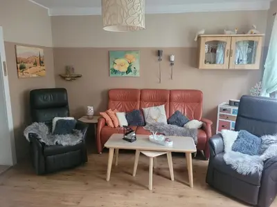 Ein Sitzbereich in der Unterkunft Ferienwohnung Leon