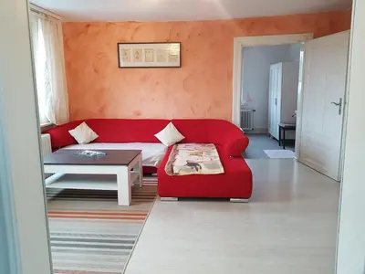 Ein Sitzbereich in der Unterkunft Haus Bergeshöh