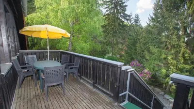 Ein Balkon oder eine Terrasse in der Unterkunft Ferienwohnung Forsthaus am Brocken, 60 qm, 3 Schlafzimmer F5