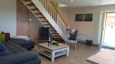 Ein Sitzbereich in der Unterkunft Premiumhaus DeLuchs