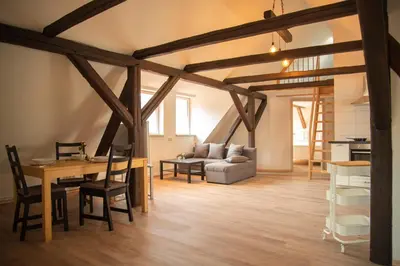 Ein Sitzbereich in der Unterkunft Ferienwohnung Up'n Spitzböhn