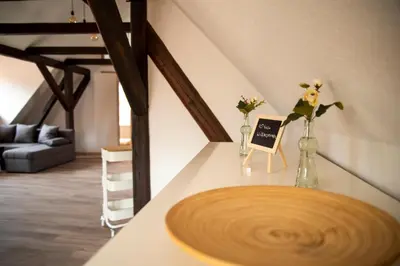 Ein Sitzbereich in der Unterkunft Ferienwohnung Up'n Spitzböhn