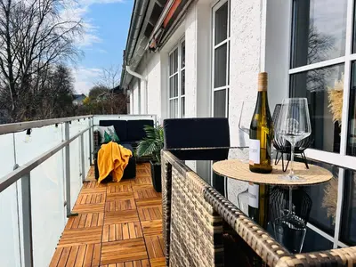 Ein Balkon oder eine Terrasse in der Unterkunft Harzburgliving Wohnung Goethe`s Ausblick