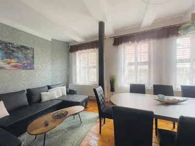 Ein Sitzbereich in der Unterkunft Ferienhaus Schuhhof