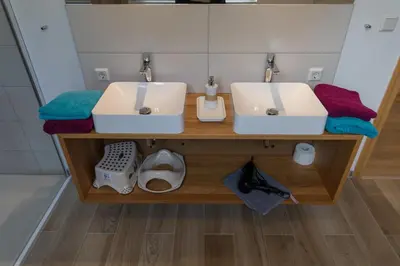 Ein Badezimmer in der Unterkunft Natur Pur Ferienhaus Falkenhagen