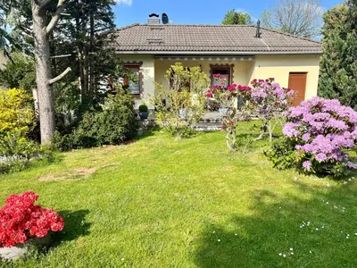 Ein Garten an der Unterkunft Ferienhaus Waldoase