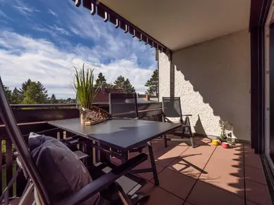 Ein Balkon oder eine Terrasse in der Unterkunft Ferienwohnung am Kurpark