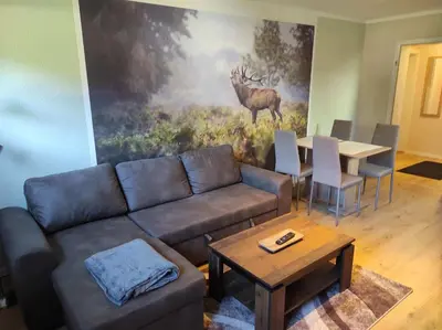 Ein Sitzbereich in der Unterkunft Gästehaus Harzklause 4