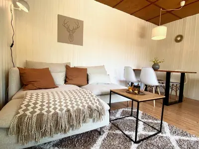 Ein Bett oder Betten in einem Zimmer der Unterkunft Ferienhaus am Reiterhof