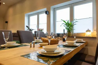 Ein Sitzbereich in der Unterkunft Ferienwohnung Harzliebe - am Fuße des Brocken
