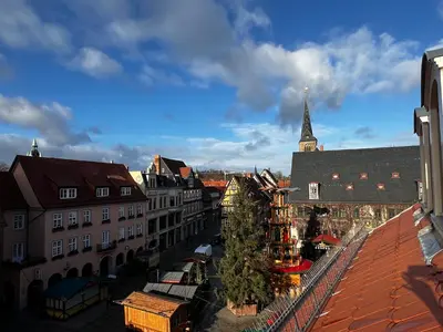 Ein allgemeiner Blick auf Quedlinburg oder ein Stadtblick von der Ferienwohnung aus