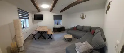 Ein Sitzbereich in der Unterkunft FeWo Gartenblick