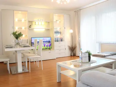 Ein Sitzbereich in der Unterkunft Heimat Goslar Apartments “Zur Kaiserpfalz“