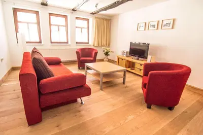 Ein Sitzbereich in der Unterkunft Ferienhaus Urlaub in Stolberg