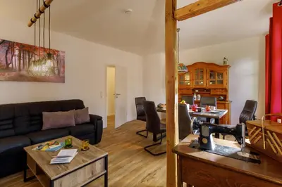 Ein Sitzbereich in der Unterkunft Ferienhaus Bavaria WR - Ferienwohnung Zefix