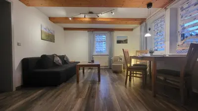 Ein Sitzbereich in der Unterkunft Ferienwohnung Bocksberg Hahnenklee