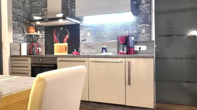 Küche/Küchenzeile in der Unterkunft Ferienwohnung Abenddämmerung Hahnenklee