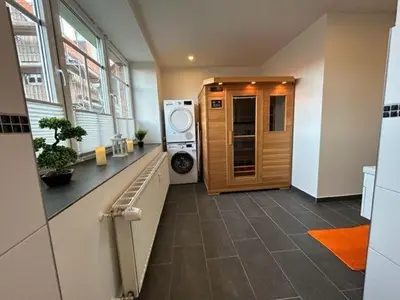 Küche/Küchenzeile in der Unterkunft Ferienwohnung Knopp mit Infrarotsauna und Elektrokamin