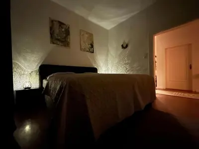 Ein Bett oder Betten in einem Zimmer der Unterkunft FeWo am Steinberg