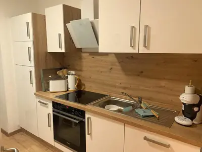Küche/Küchenzeile in der Unterkunft Ferienwohnung Hexenlandeplatz
