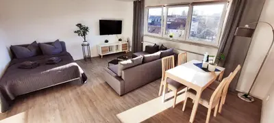 Ein Sitzbereich in der Unterkunft Apartment Horizont