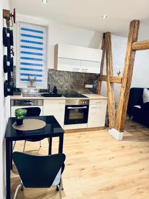 Küche/Küchenzeile in der Unterkunft Harzheimat-Goslar Appartement