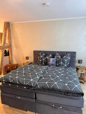 Ein Bett oder Betten in einem Zimmer der Unterkunft Harzheimat-Goslar Appartement