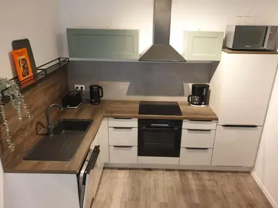 Küche/Küchenzeile in der Unterkunft Appartement ComfortZone im Harz mit Sauna und Pool
