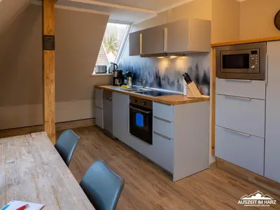 Küche/Küchenzeile in der Unterkunft Auszeit-im-Harz Haus 1 Wohnung Brockenspitze