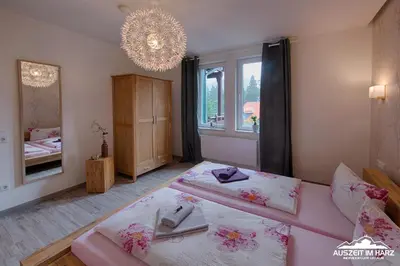 Ein Bett oder Betten in einem Zimmer der Unterkunft Auszeit-im-Harz Haus 2 Wohnung 1