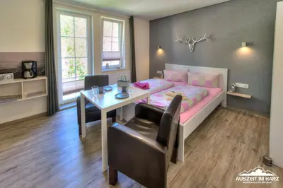 Ein Bett oder Betten in einem Zimmer der Unterkunft Auszeit-im-Harz Haus 2 Wohnung 4
