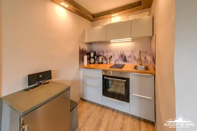 Küche/Küchenzeile in der Unterkunft Auszeit-im-Harz Haus 3 Wohnung 2