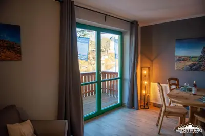Ein Balkon oder eine Terrasse in der Unterkunft Auszeit-im-Harz Haus 5 Wohnung 21