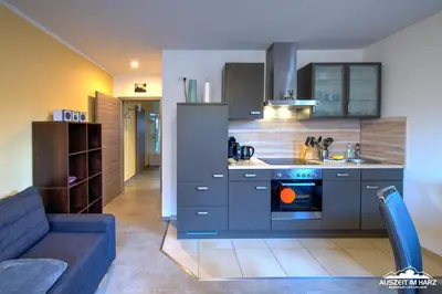 Küche/Küchenzeile in der Unterkunft Auszeit-im-Harz Haus 6 Wohnung 2