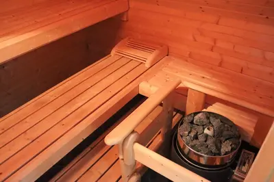 Grundriss der Unterkunft Ferienwohnung -Villa Am Stadtpark- Blankenburg mit Balkon und Sauna