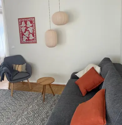 Ein Sitzbereich in der Unterkunft Haus Hahn im Klee