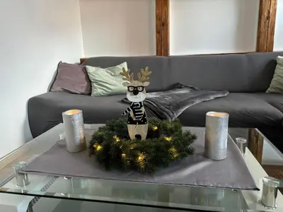 Ein Sitzbereich in der Unterkunft Ferienwohnung Knopp