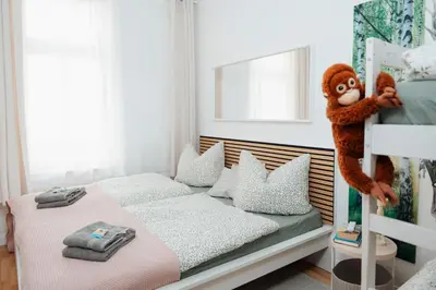 Ein Bett oder Betten in einem Zimmer der Unterkunft Waldstübchen Quedlinburg