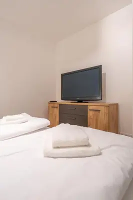 Ein Bett oder Betten in einem Zimmer der Unterkunft Bergblick