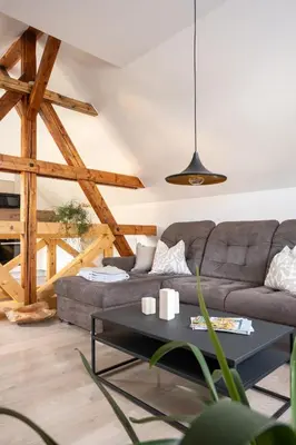 Ein Sitzbereich in der Unterkunft Haus am rauschenden Wasser